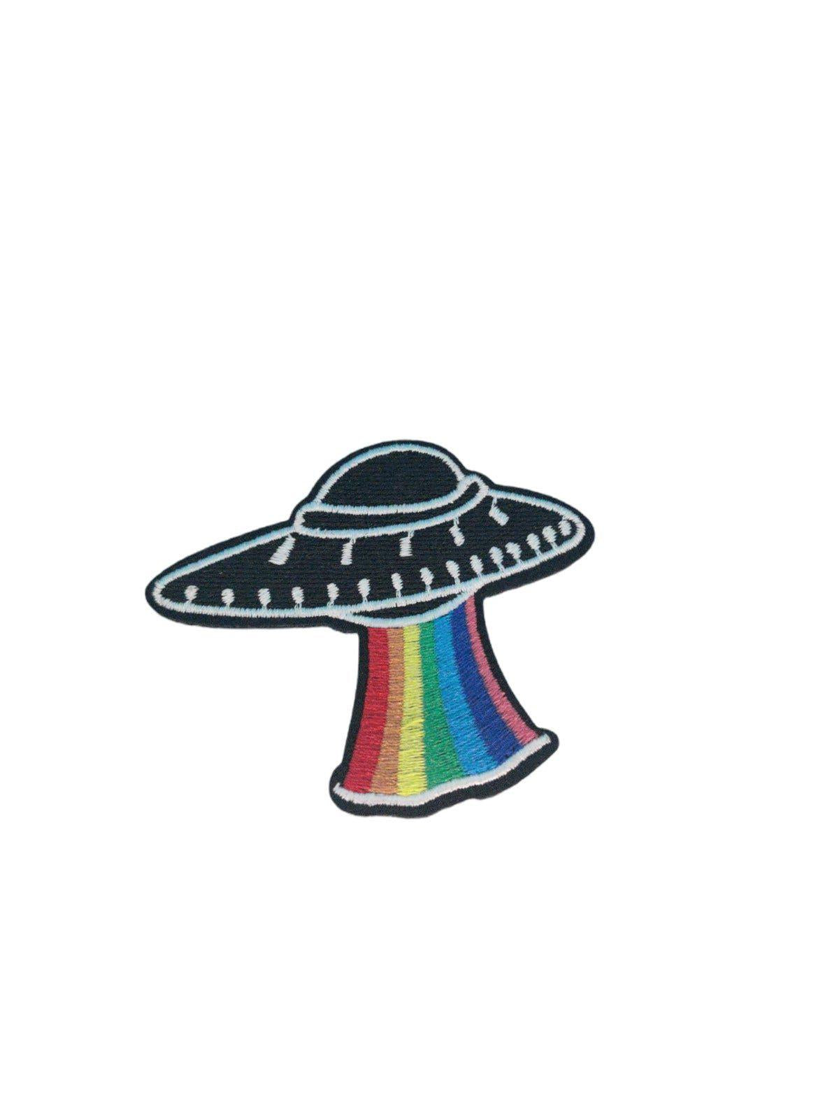 Rainbow spaceship Iron On Patch