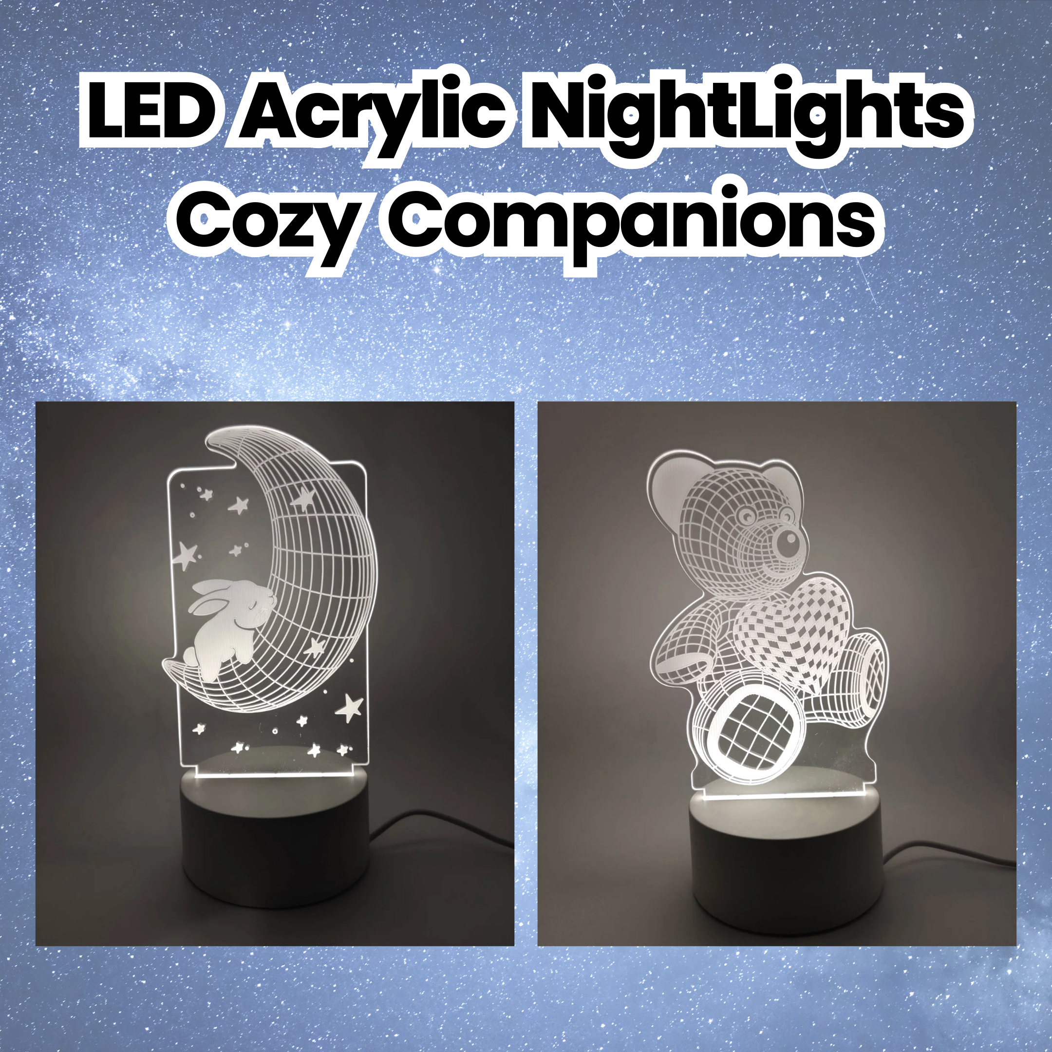 Led Acrylic NightLights - Cozy Companions