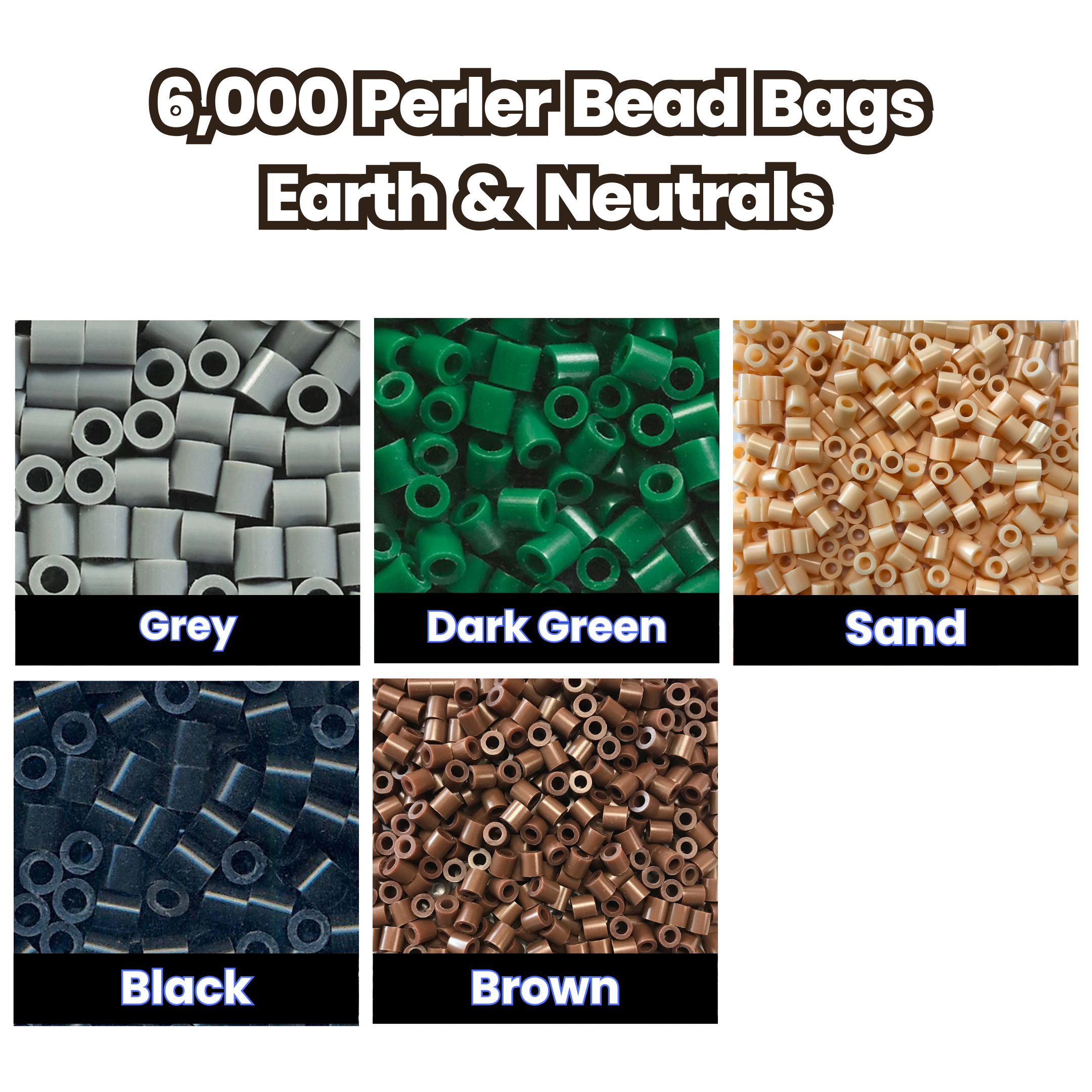 6,000 Perler Bead Bags - Earth & Neutrals