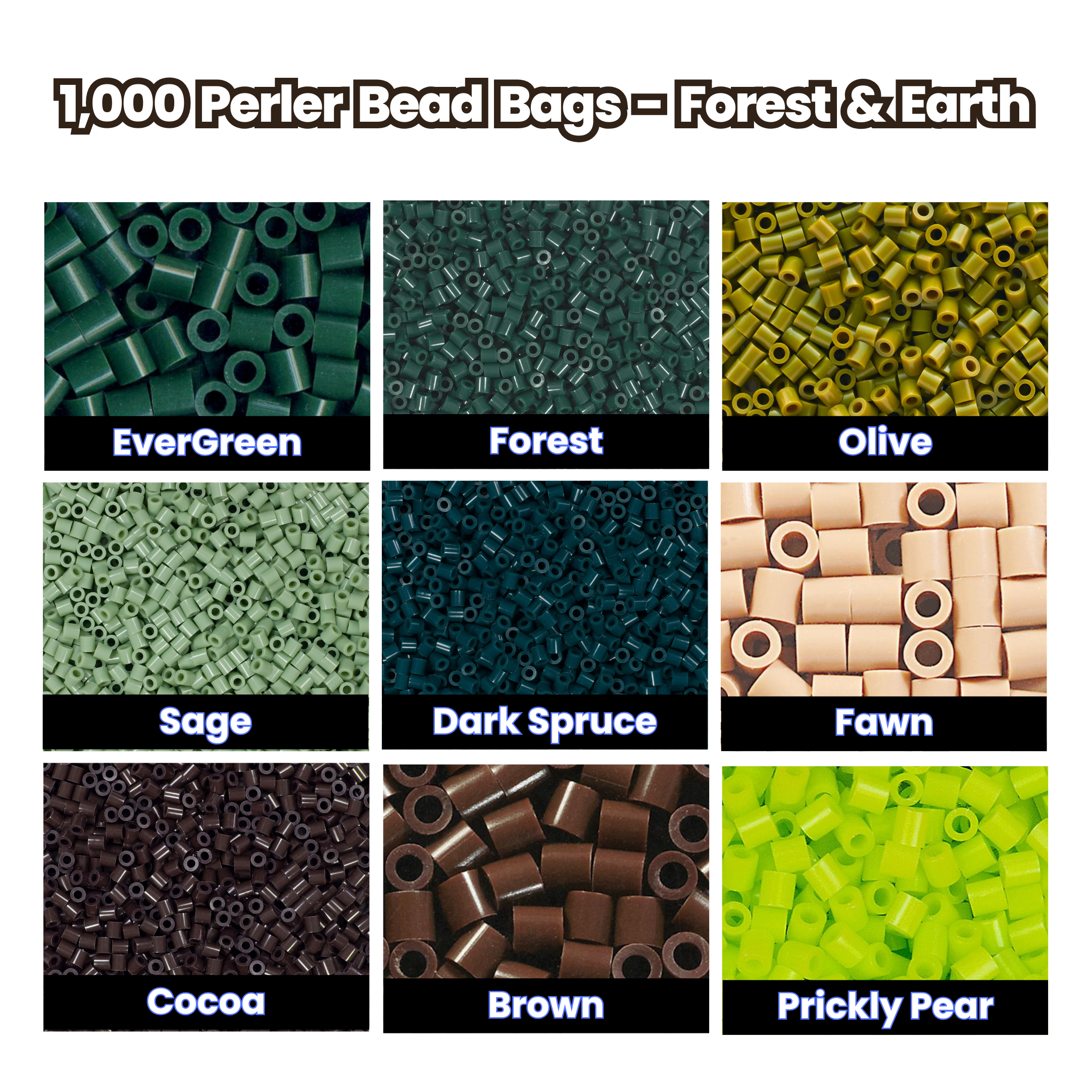1,000 Perler Bead Bags - Forest & Earth