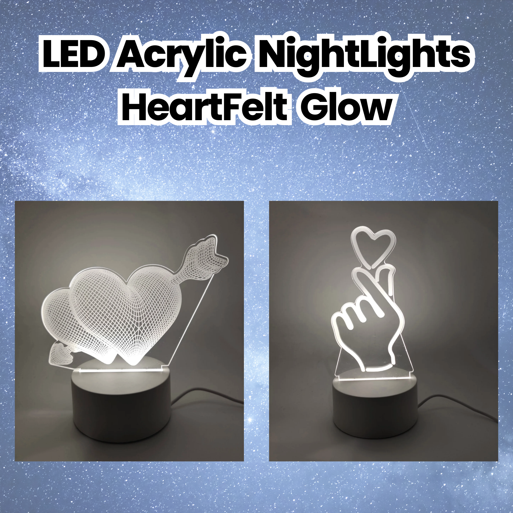 Led Acrylic NightLights - Heartfelt Glow