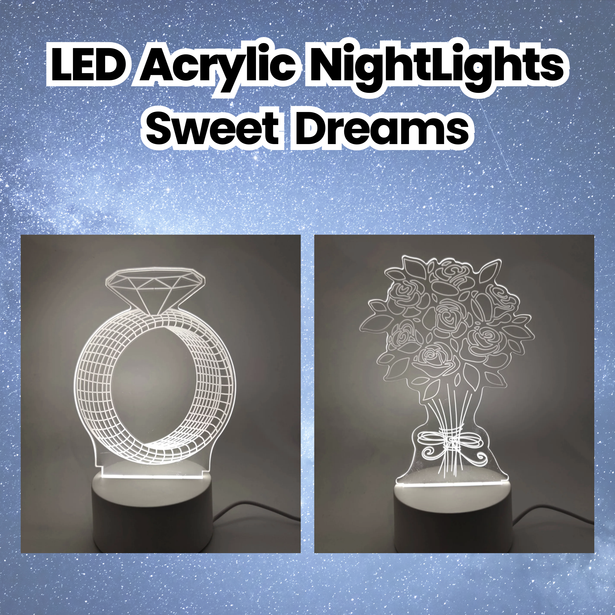 Led Acrylic NightLights - Sweet Dreams Collection