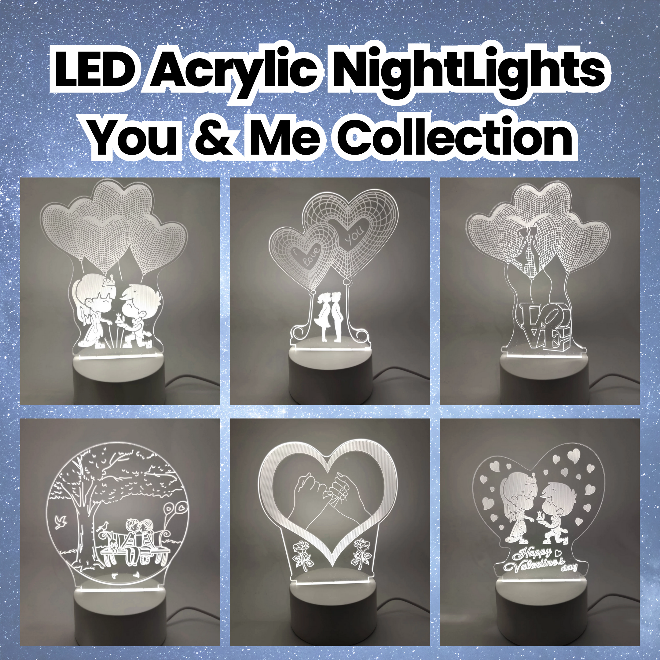Led Acrylic NightLights - You & Me Collection