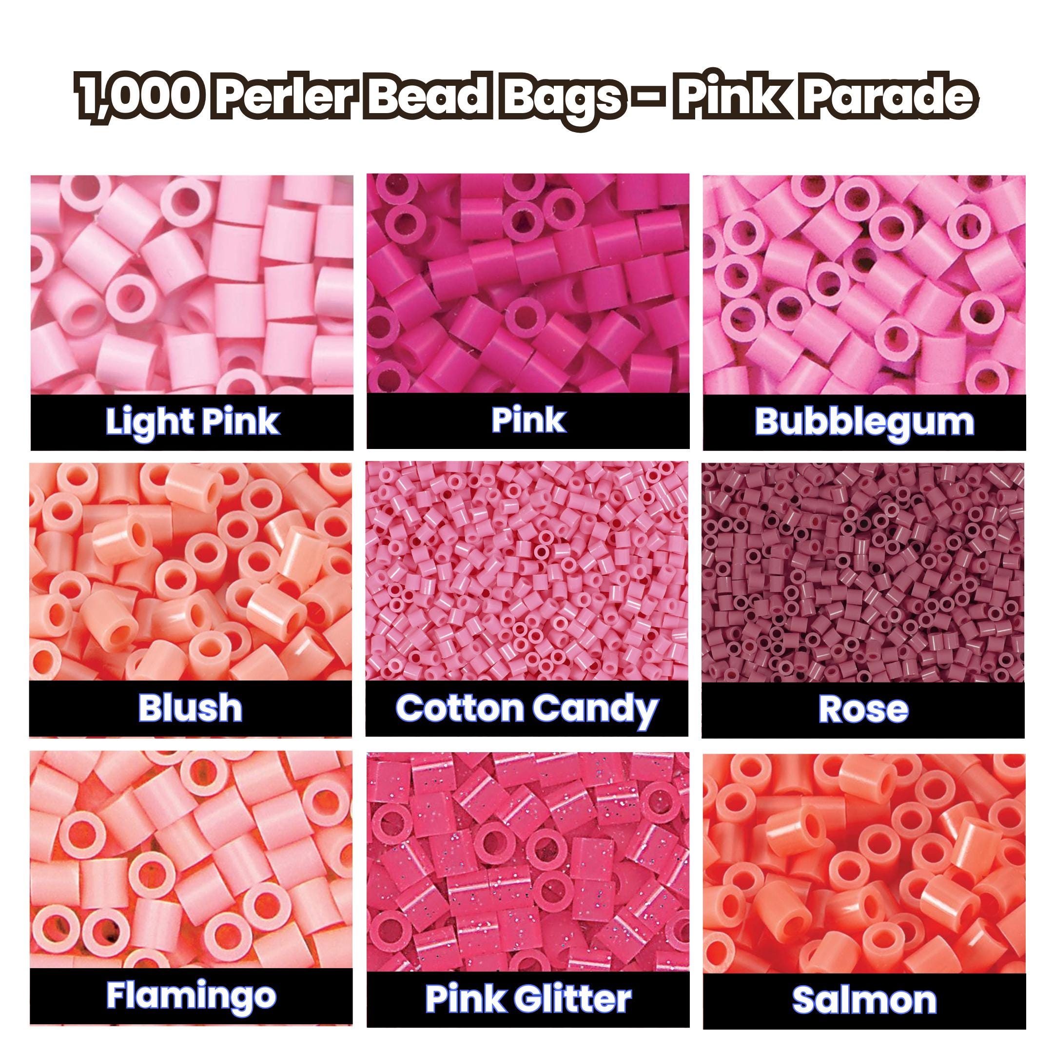 Perler Beads 1,000 Pack – Pink Parade (5mm) | Assorted Pink Tones | DIY Crafts, Keychains & Pixel Art