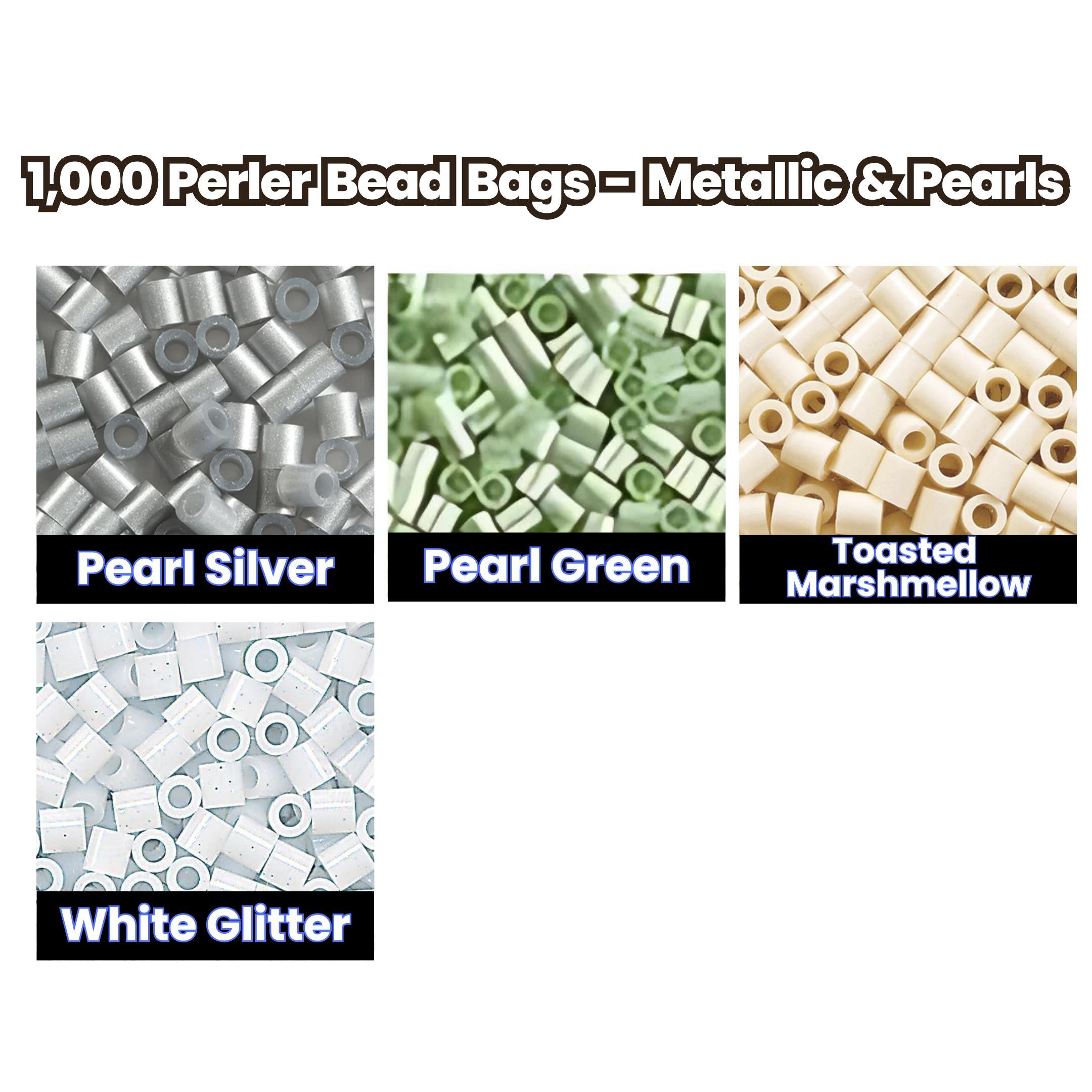 1,000 Perler Bead Bags - Metallic & Pearls
