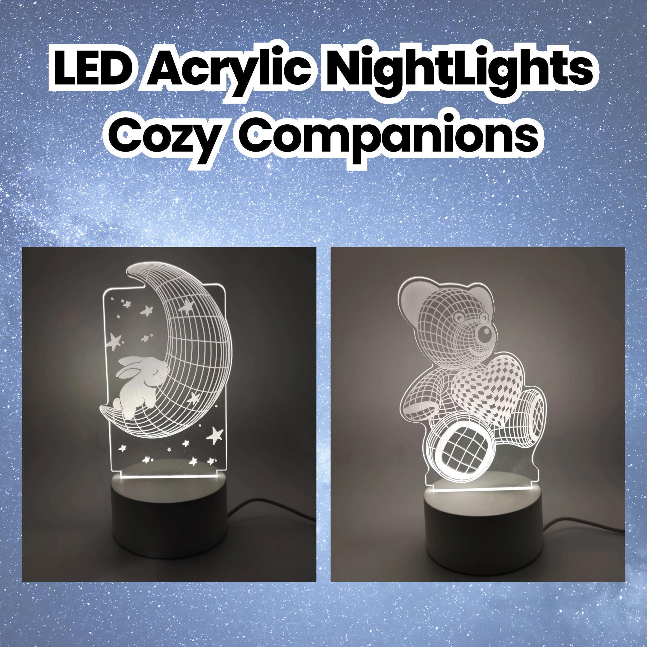 Led Acrylic NightLights - Cozy Companions