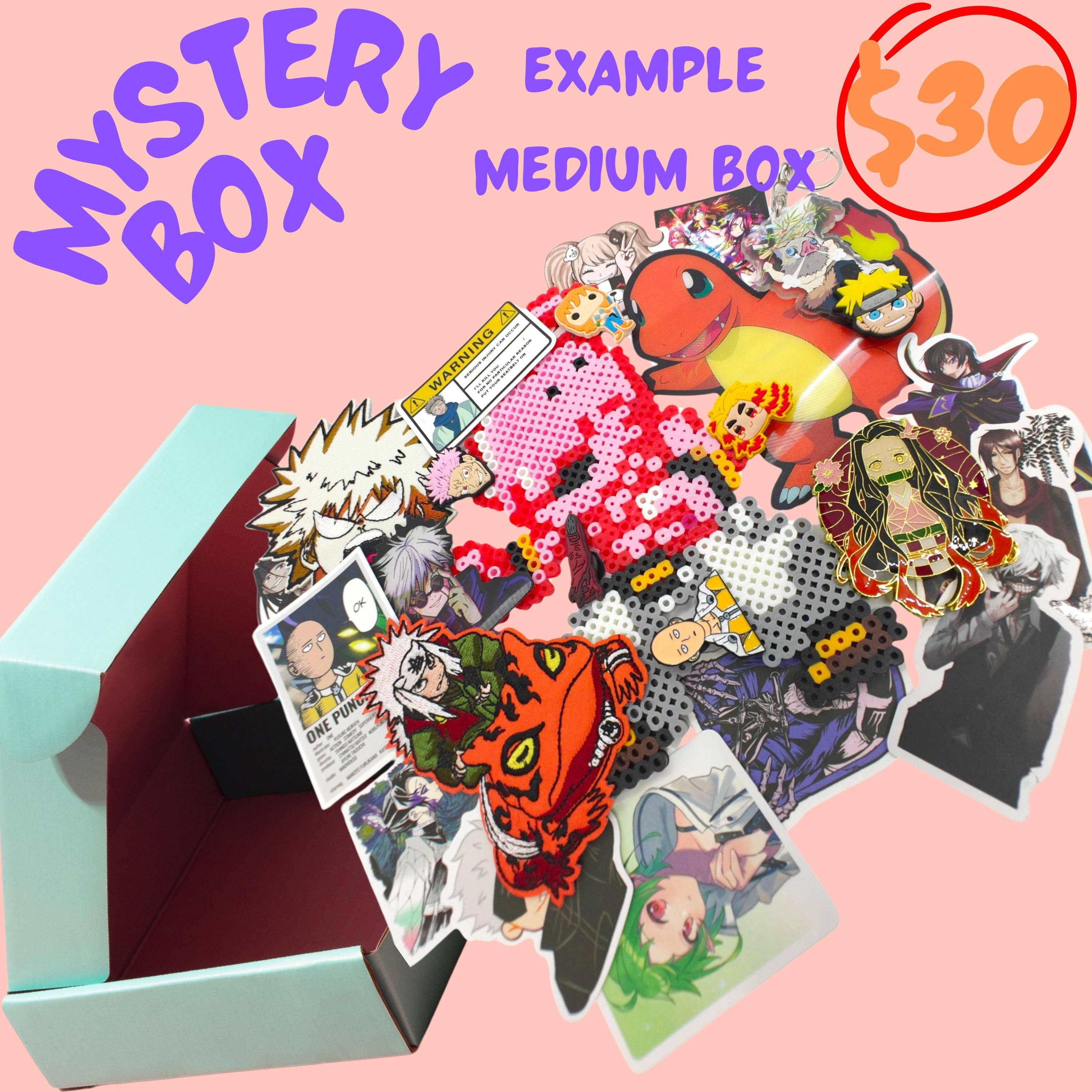 Anime Gift Box (Surprise Mix) – Stickers, Pins, Patches, Keychains, Shoe Charms & Perler-Bead Art | Surprise Pack Gift for Anime Fans
