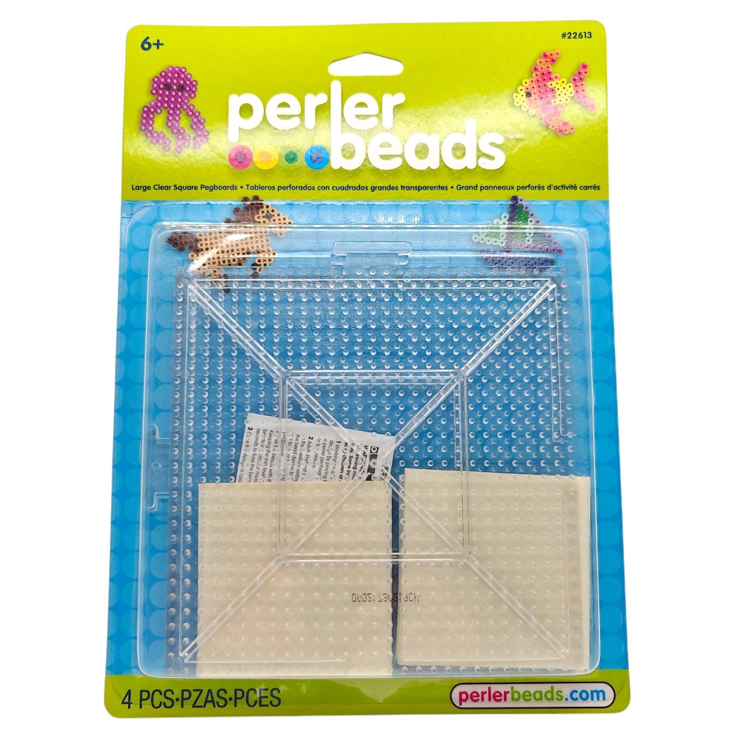 Perler Large Clear Square Pegboards 2-Pack – Interlocking 5.7" Boards + Ironing Paper + instruction | 5mm Fuse Beads (Perler/Hama/Artkal)