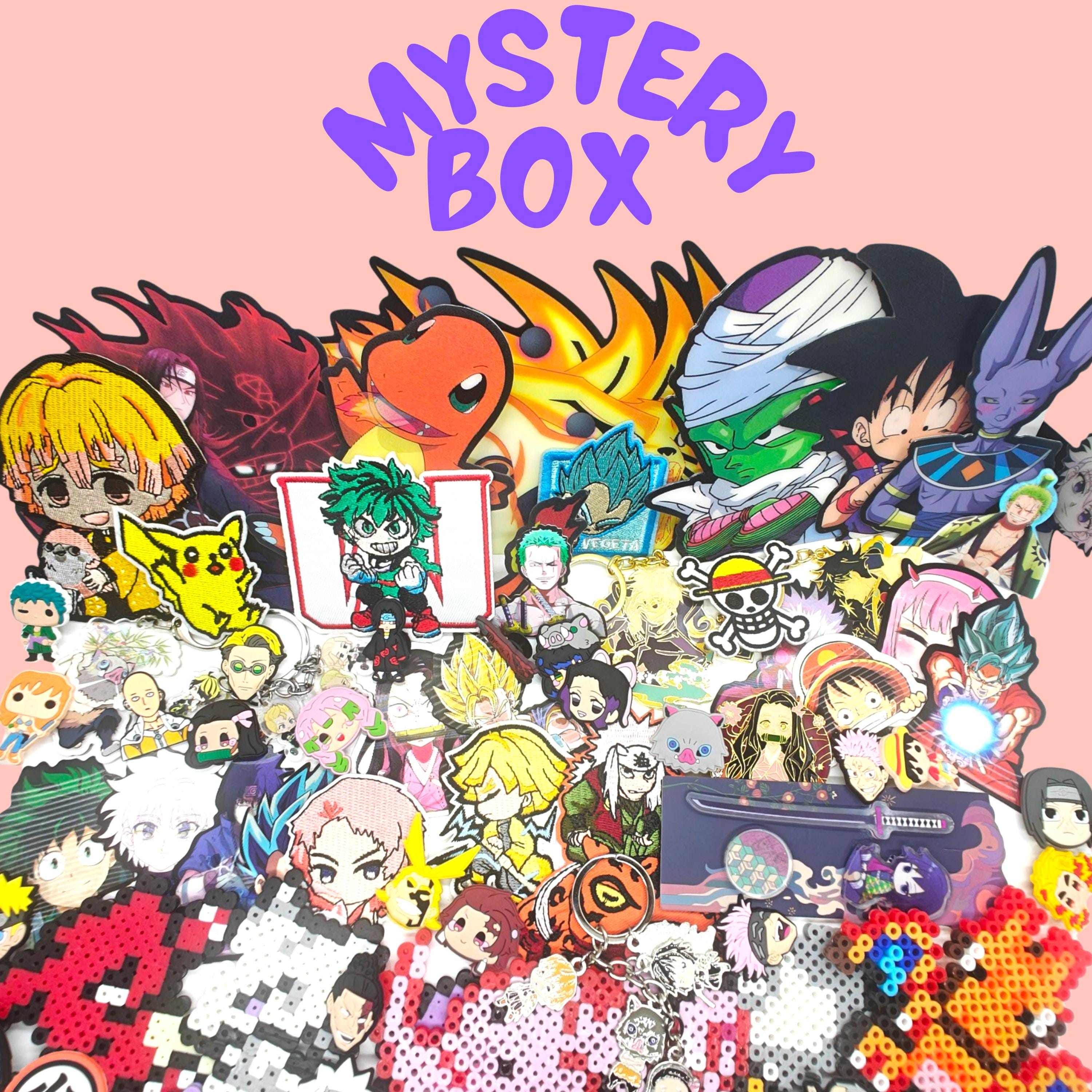 Anime Gift Box (Surprise Mix) – Stickers, Pins, Patches, Keychains, Shoe Charms & Perler-Bead Art | Surprise Pack Gift for Anime Fans