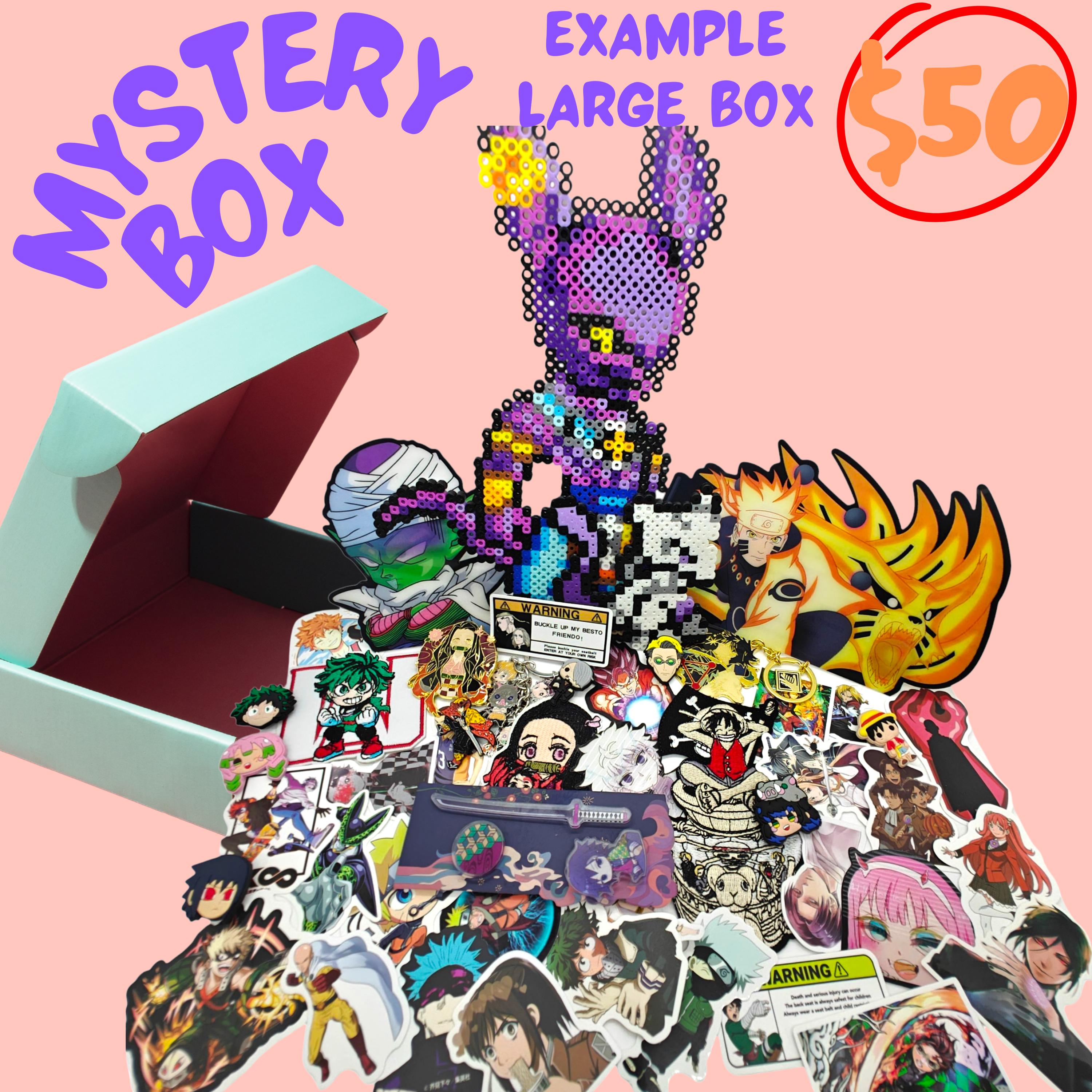 Anime Gift Box (Surprise Mix) – Stickers, Pins, Patches, Keychains, Shoe Charms & Perler-Bead Art | Surprise Pack Gift for Anime Fans