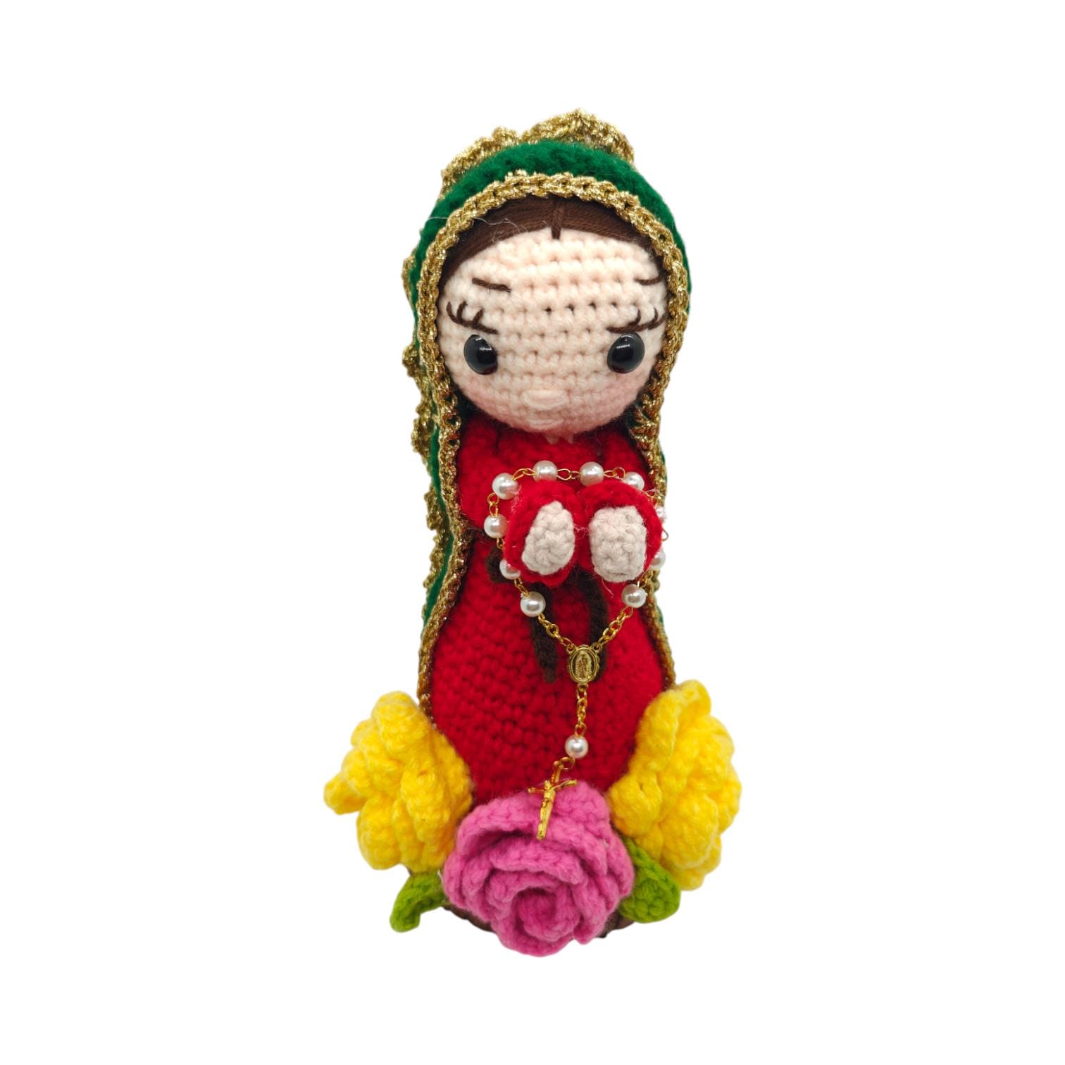 Handmade Crochet Our Lady of Guadalupe Amigurumi Doll - Virgen de Guadalupe Figura Tejida a Mano - 8" Catholic Religious Decor