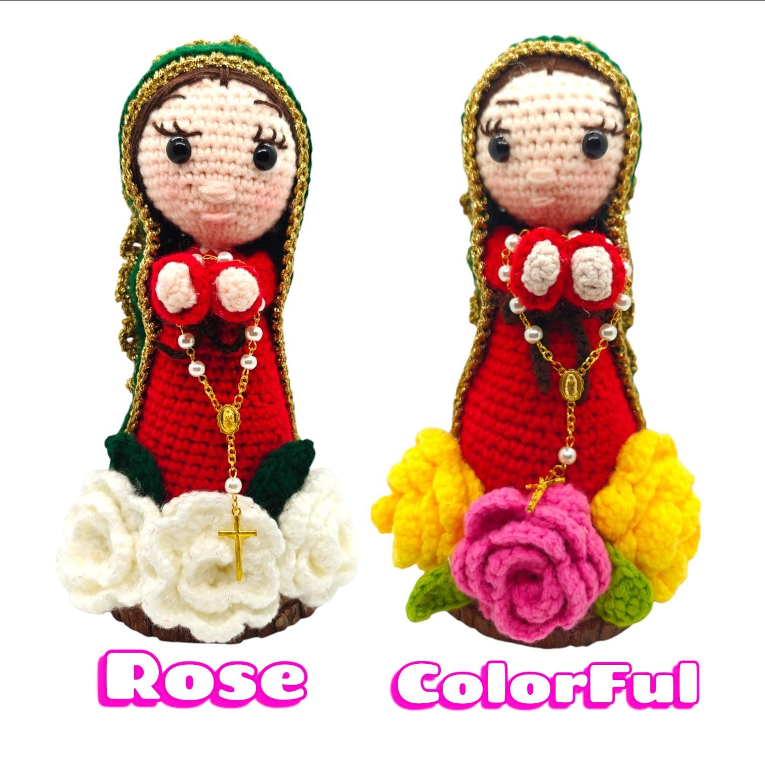 Handmade Crochet Our Lady of Guadalupe Amigurumi Doll - Virgen de Guadalupe Figura Tejida a Mano - 8" Catholic Religious Decor
