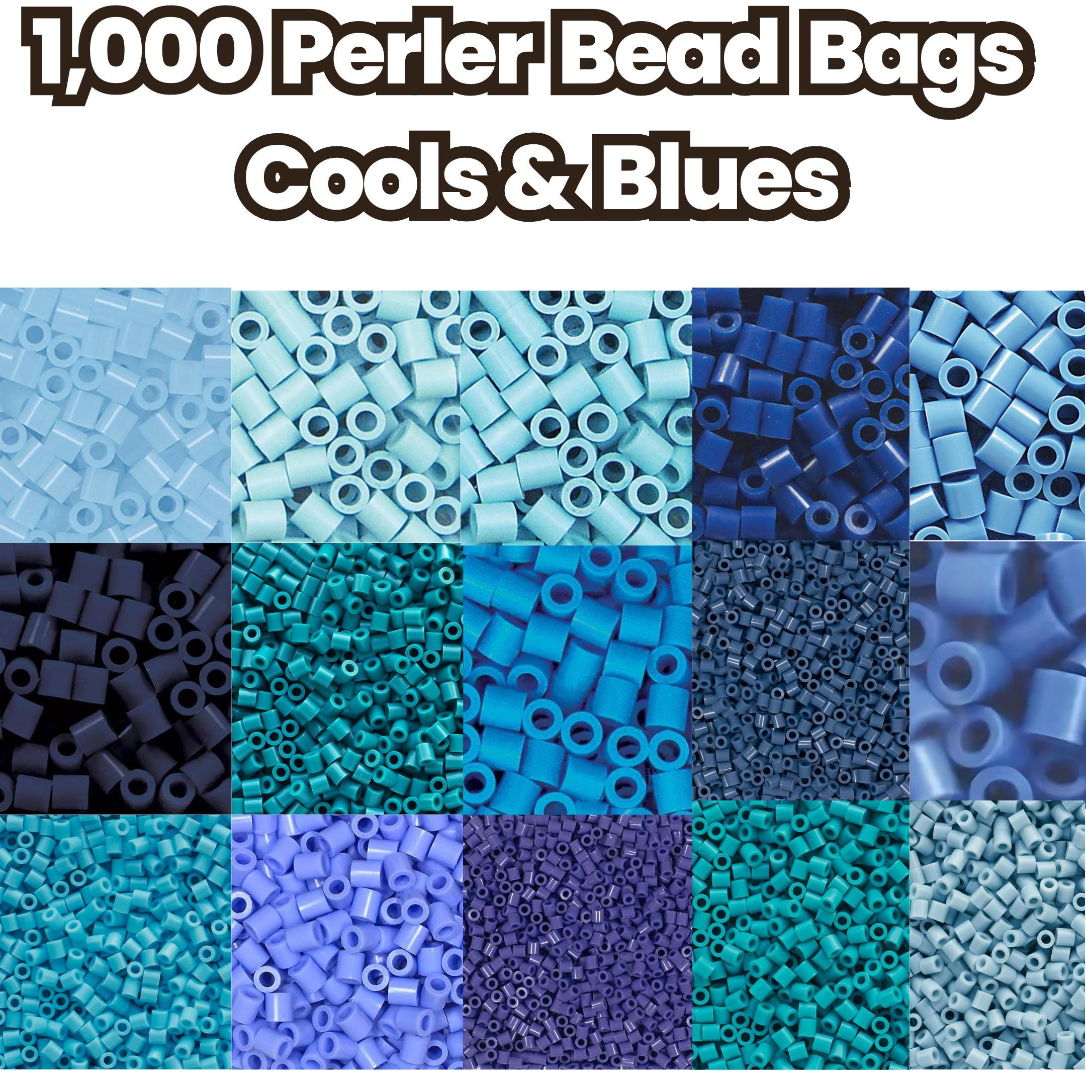 Perler Beads 1,000 Pack – Blues/Cool Colors (5mm) | Assorted Fuse Beads for Melty Bead & Pixel Art