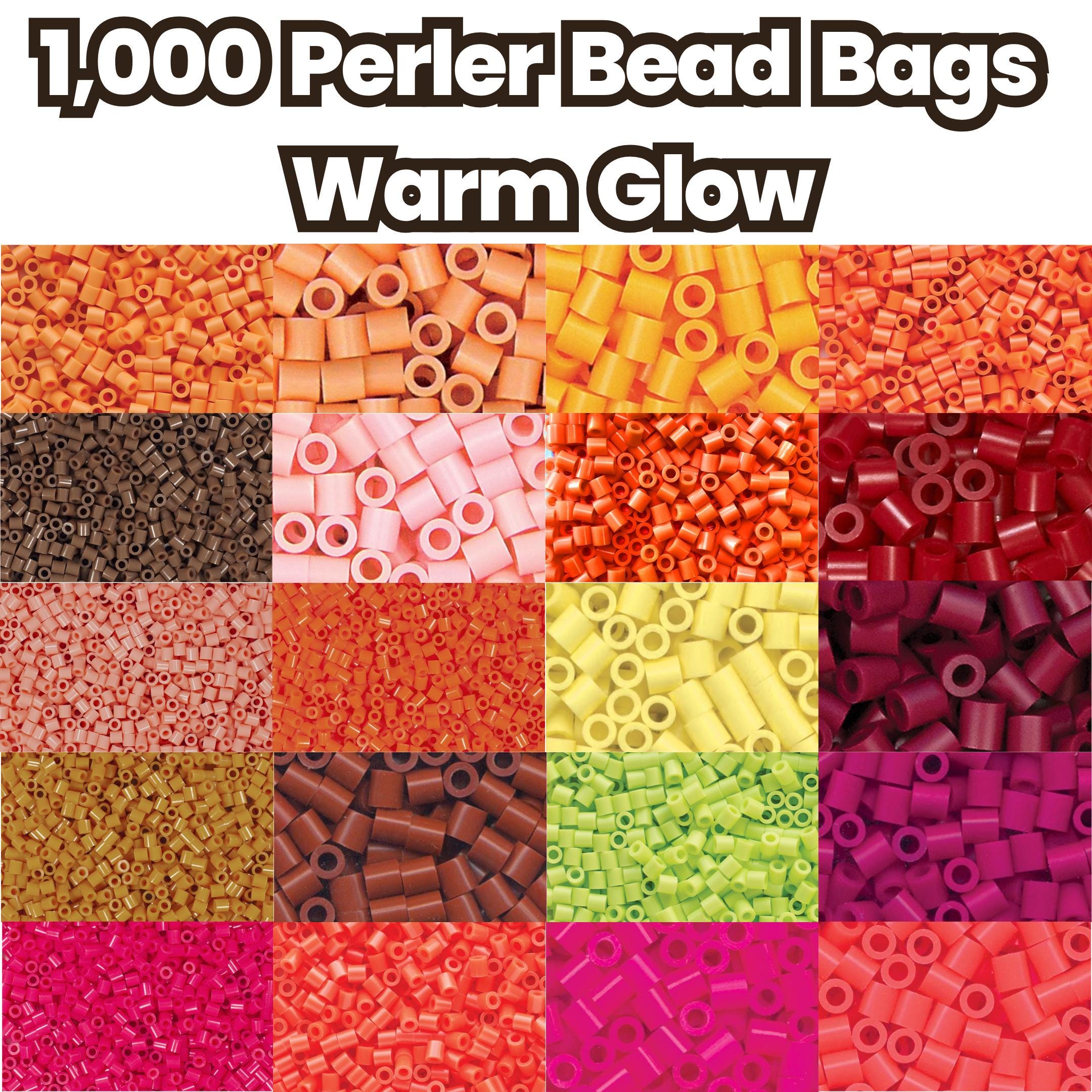 Perler 1,000 Count Bag – Warm Glow Warm Colors (5mm) | Reds, Oranges, Yellows Fuse Beads for Pixel Art & Melty Crafts